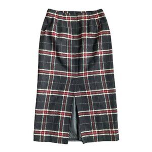 TALBOTS Long Black Wool Plaid Skirt US 10